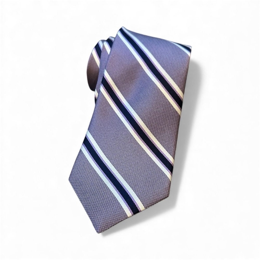 Daniel Cremieux Handmade Repp Striped Tie Purple & Navy